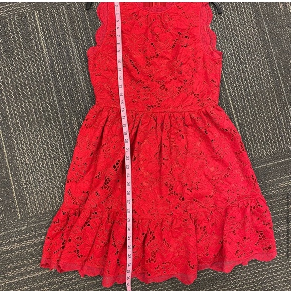 Kate Spade poppy field red lace dress with scalloped trim - Picture 9 of 10